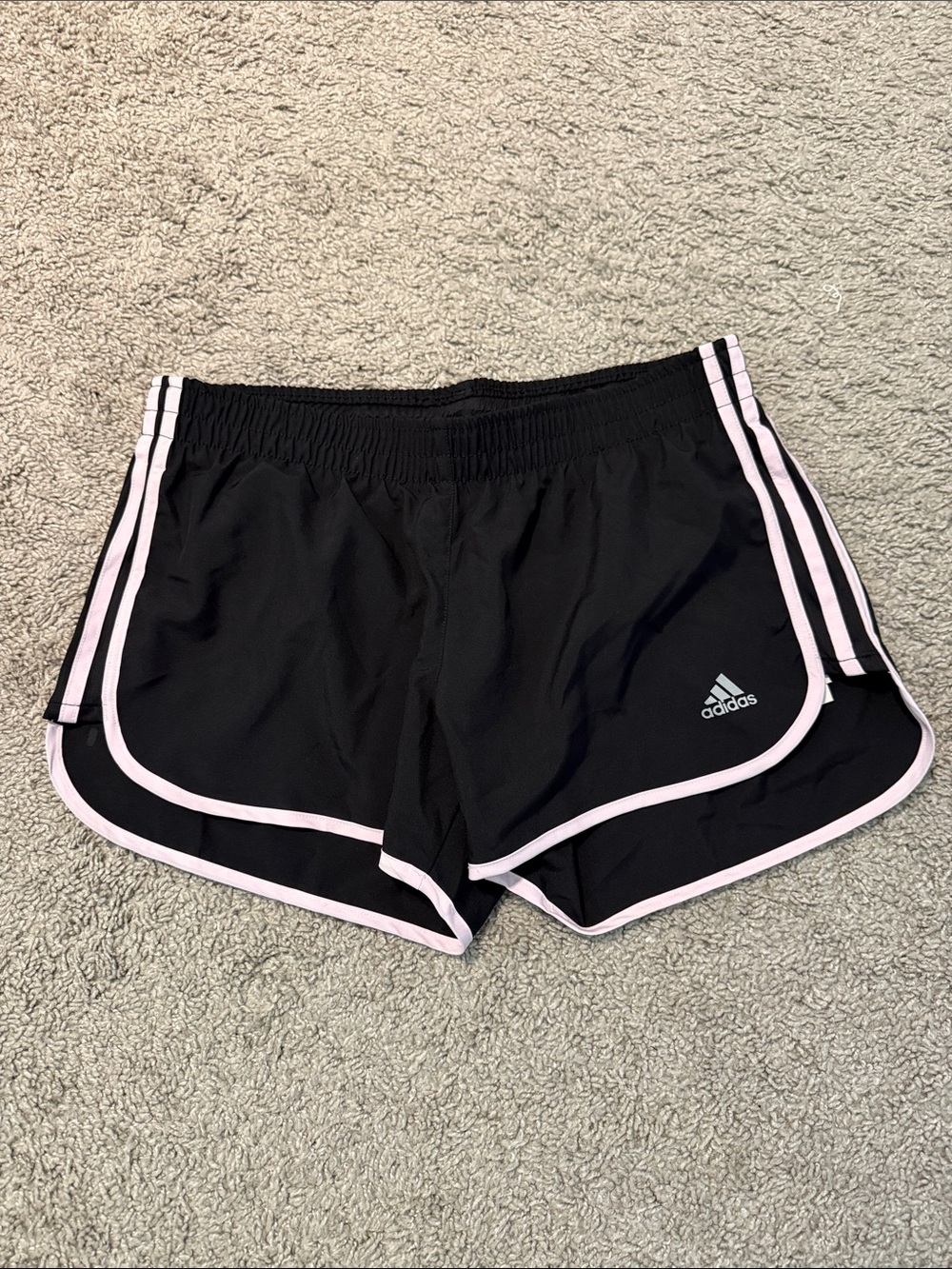 adidas Black Women's Running Shorts with Light Pink Trim
